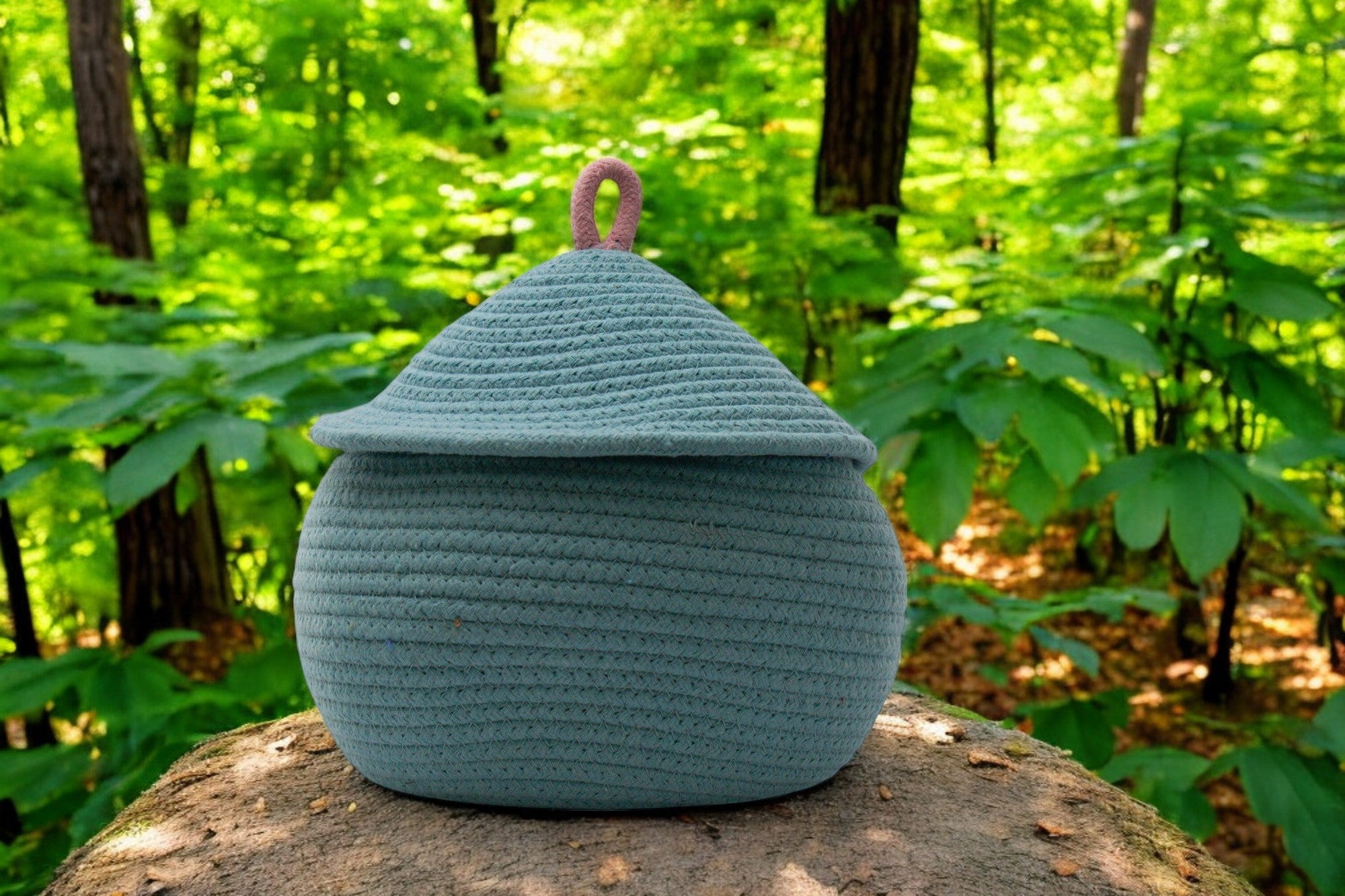 Penguin-Themed Woven Storage Basket with Lid