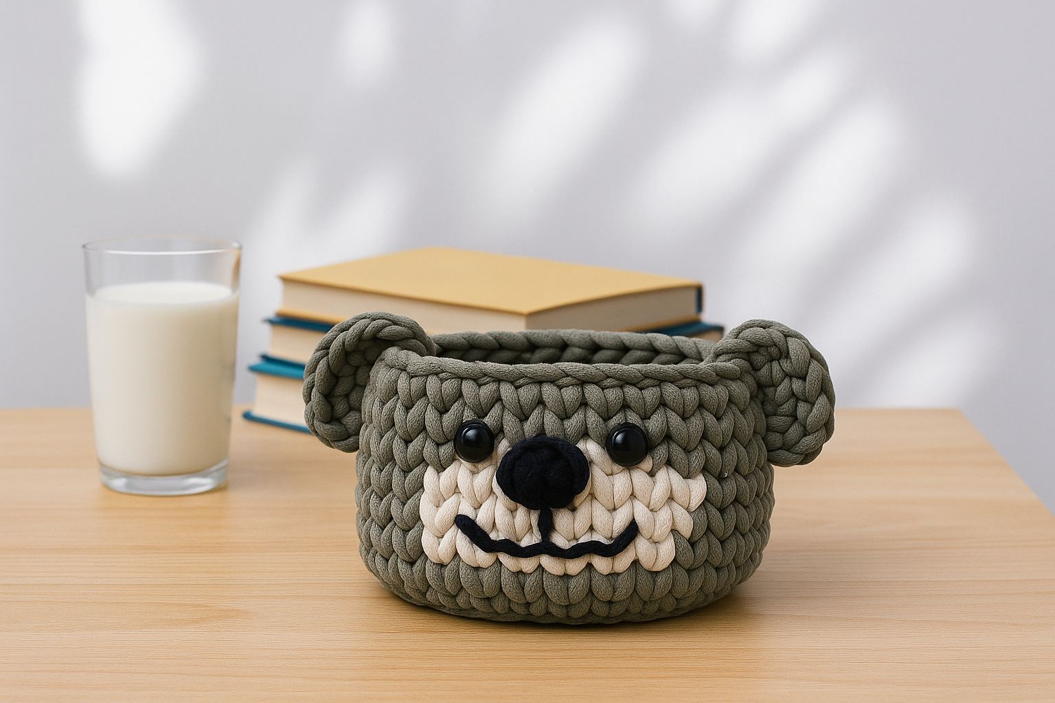 Cozy Bear Crochet Basket Set
