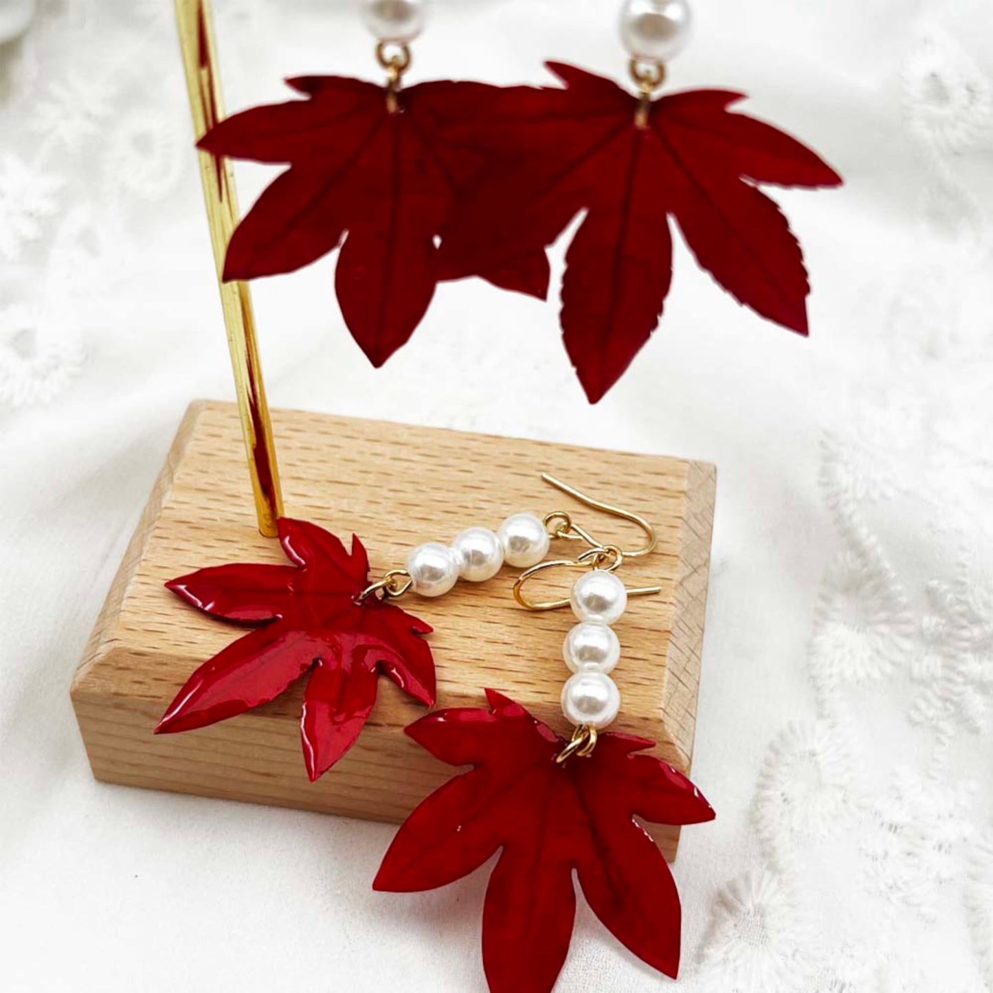 FLO's Crimson Maple Charm Earrings