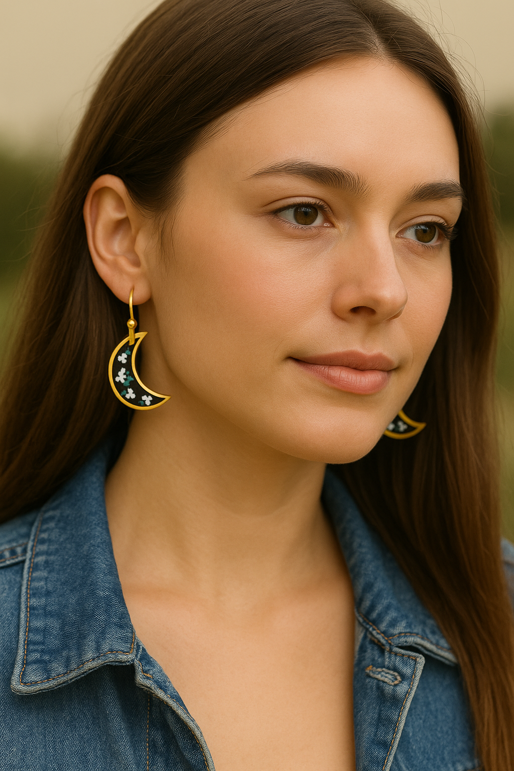 FLO's Celestial Bloom Crescent Earrings