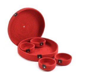 Round Crochet Compartment Organizer with Lid