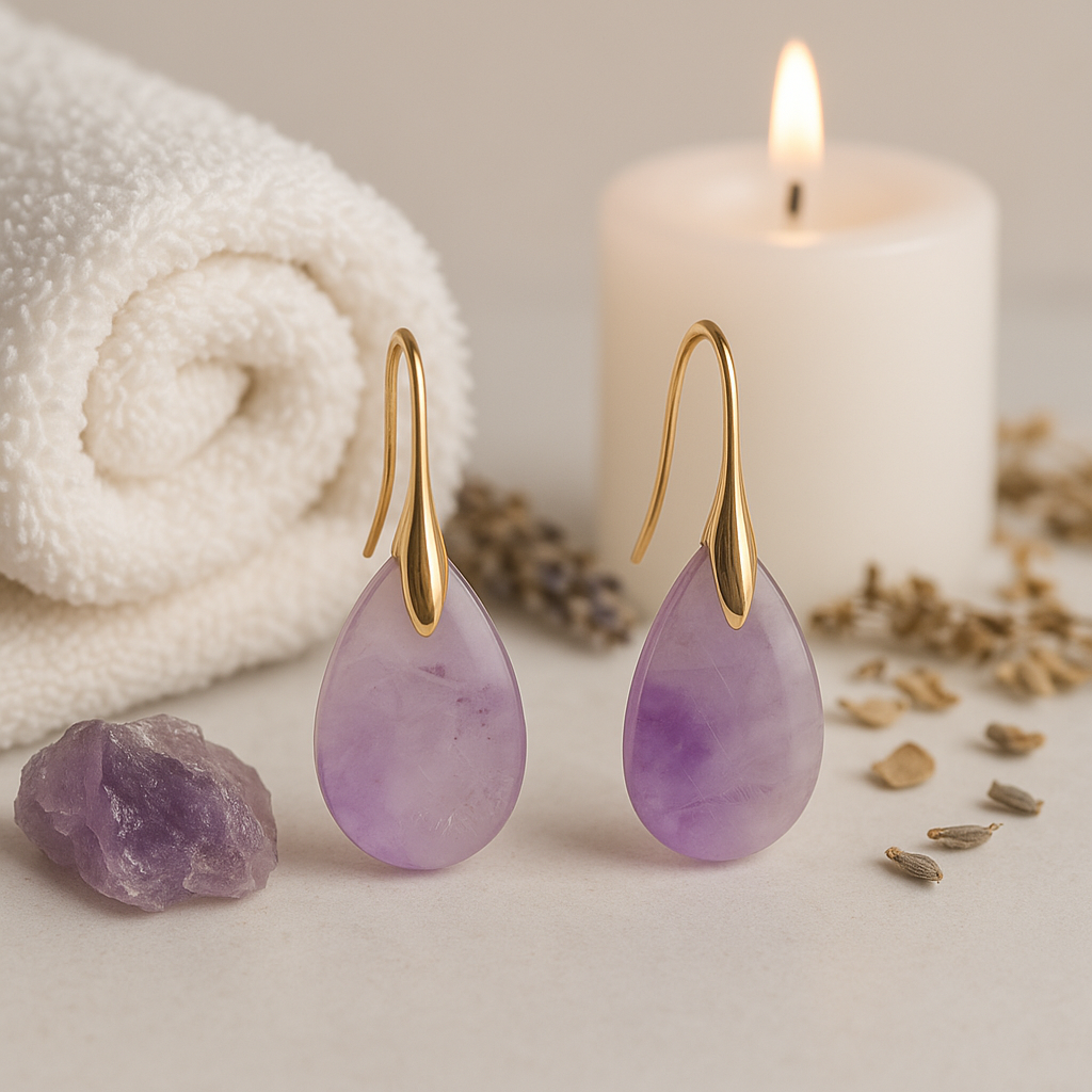 FLO's Amethyst Teardrop Stone Earrings