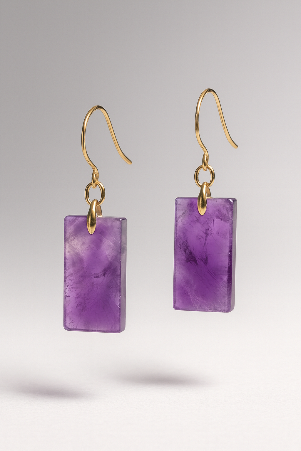 FLO's Amethyst Rectangle Stone Earrings