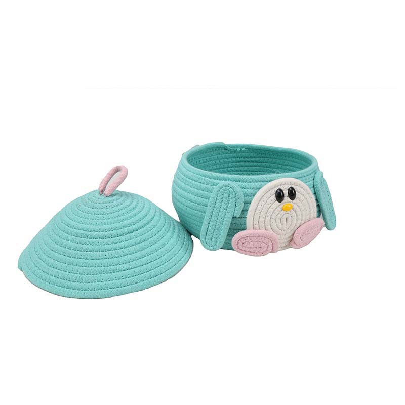 Penguin-Themed Woven Storage Basket with Lid