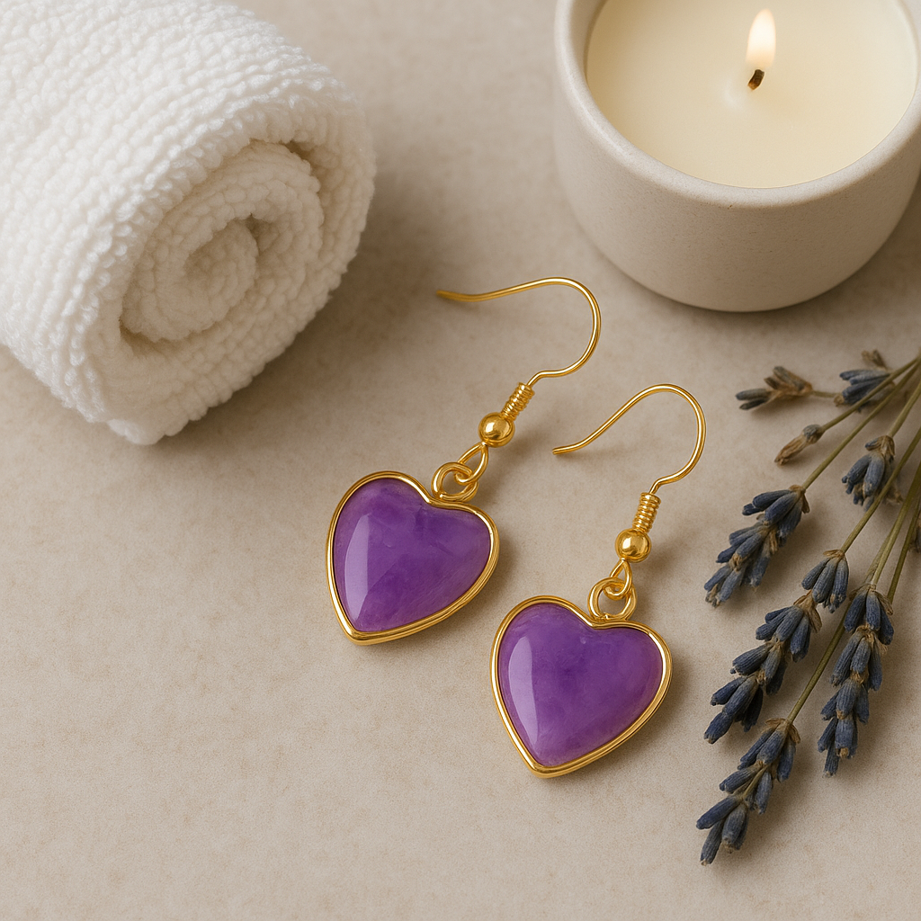 FLO's Amethyst Heart Stone Earrings