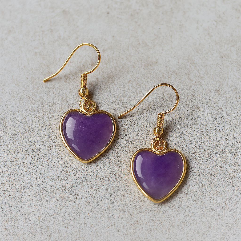 FLO's Amethyst Heart Stone Earrings