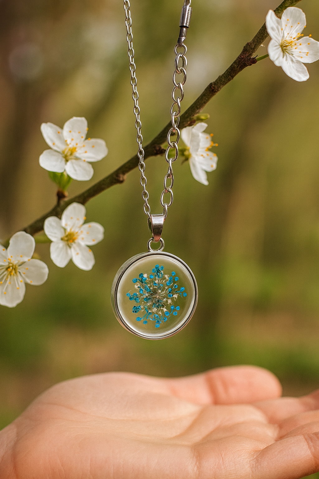 FLO's "Whispers of Bloom” Pendant - Nature’s delicate voice, captured in glass