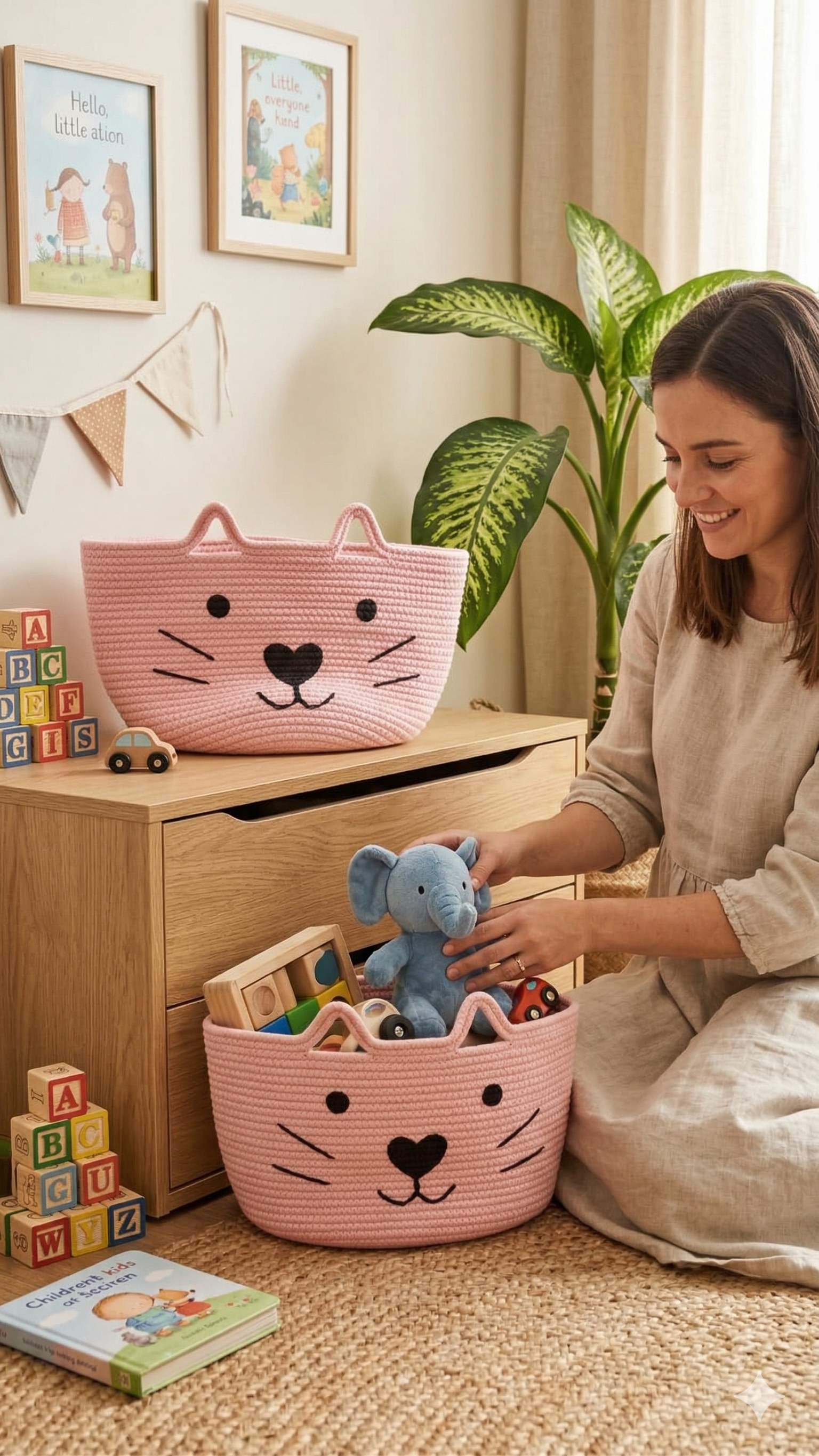 Playful Kitty Crochet Basket Set