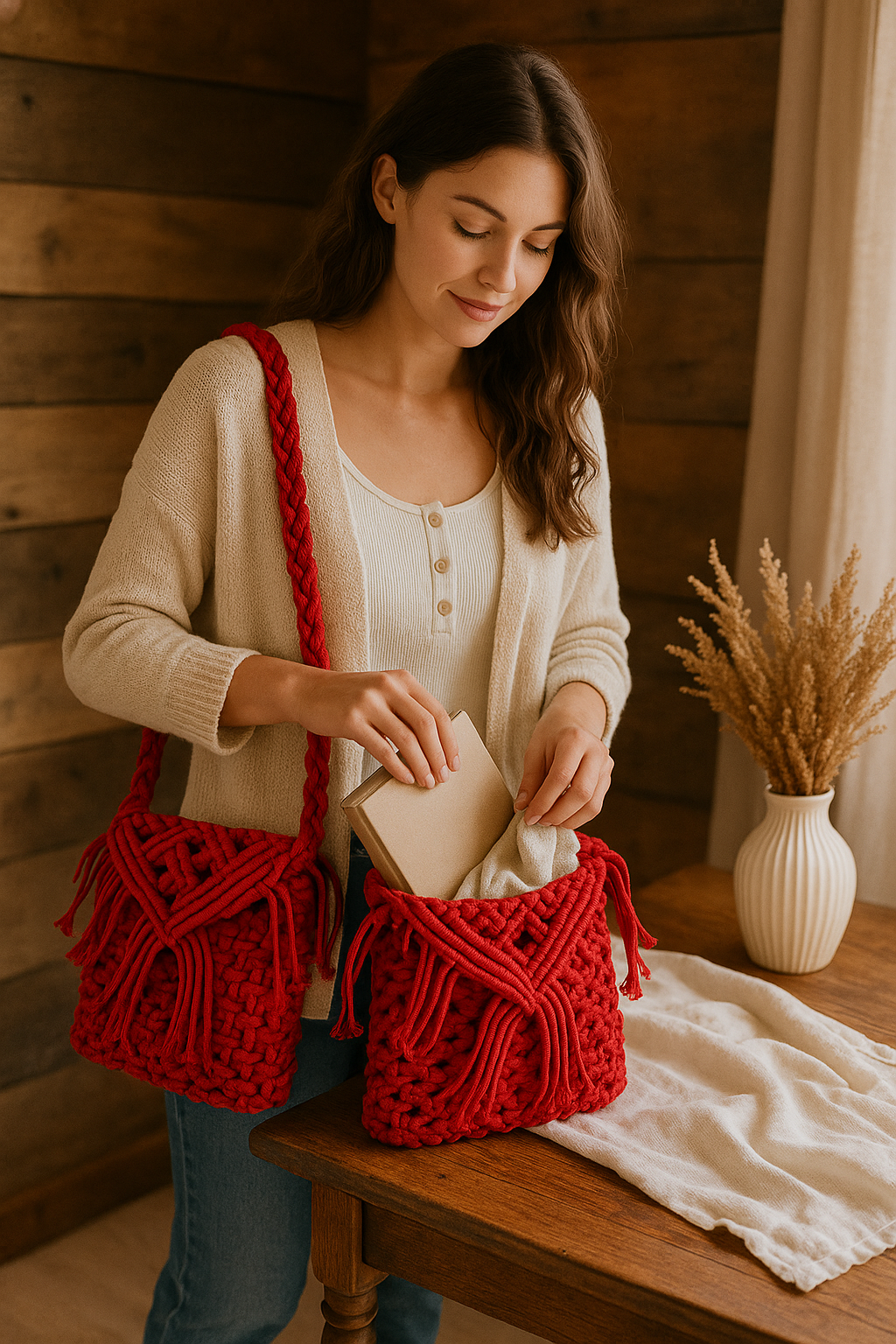 FLO's Boho Fringe Crochet Shoulder Bag