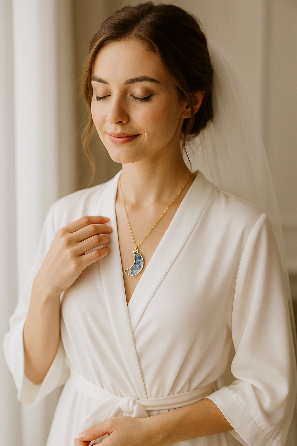 FLO's Celestial Memory Moon Pendant – Forget-Me-Not Edition