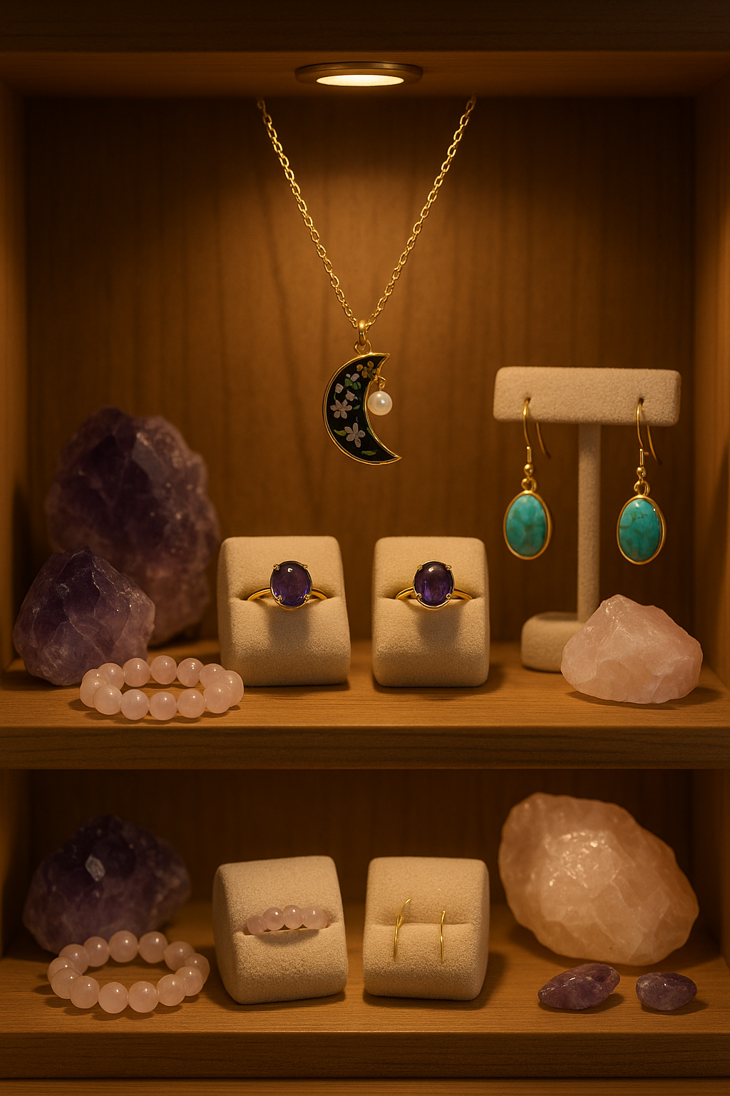 FLO's Midnight Bloom Crescent Pendant