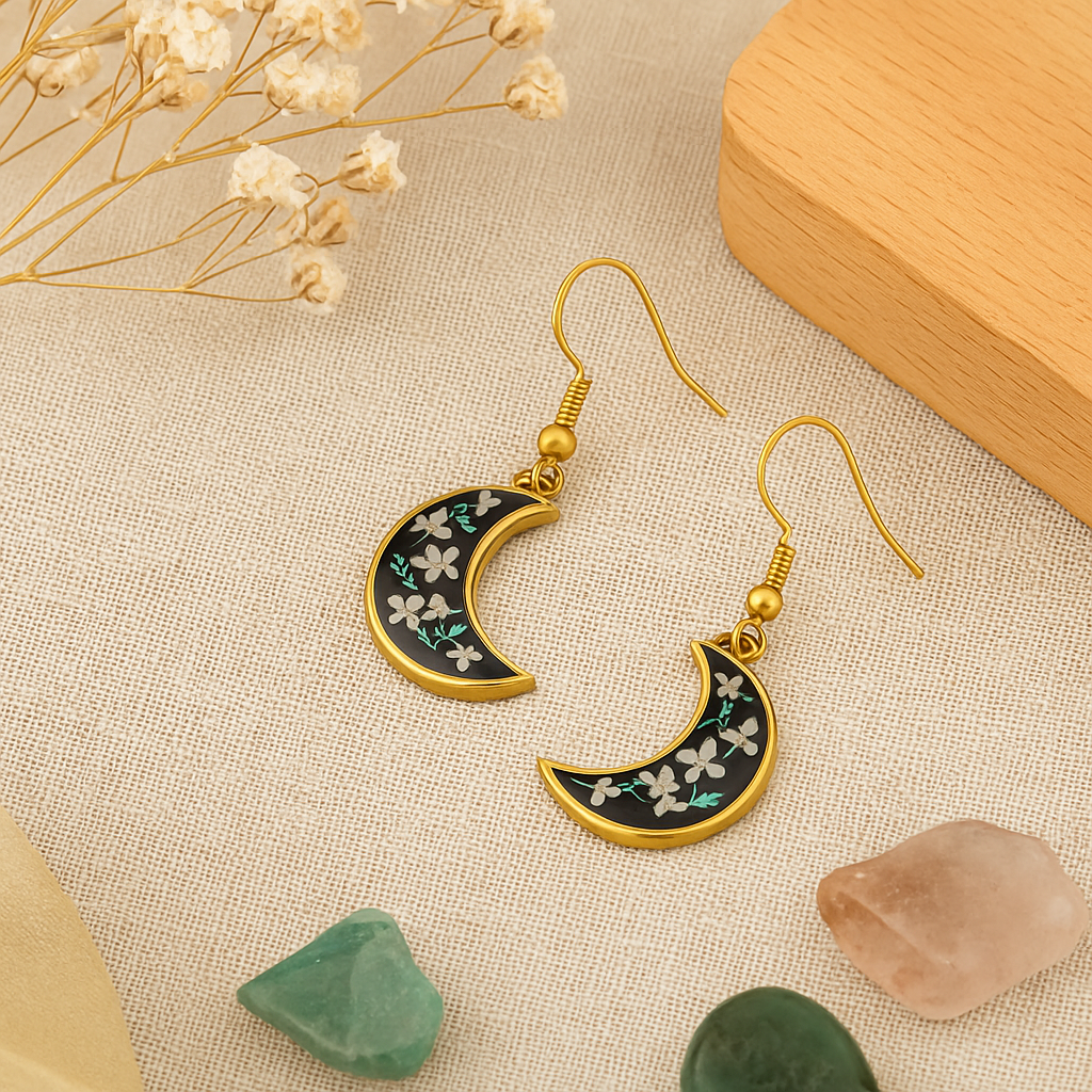 FLO's Celestial Bloom Crescent Earrings