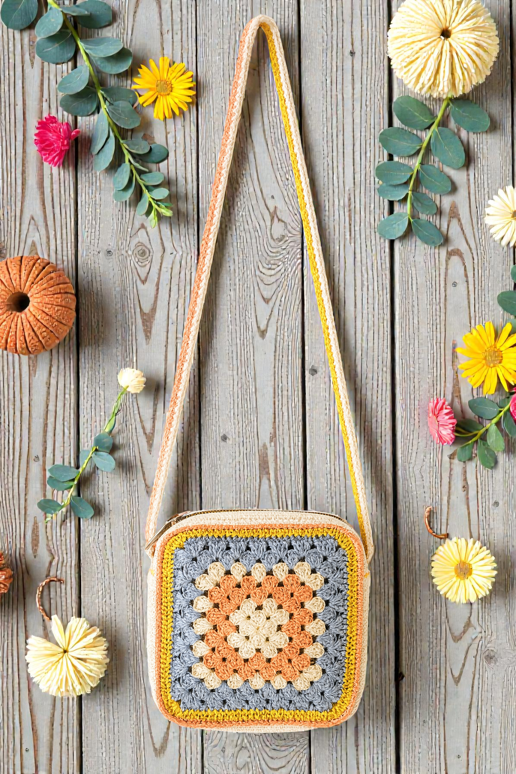 Sunrise Bloom Cotton Crochet Crossbody