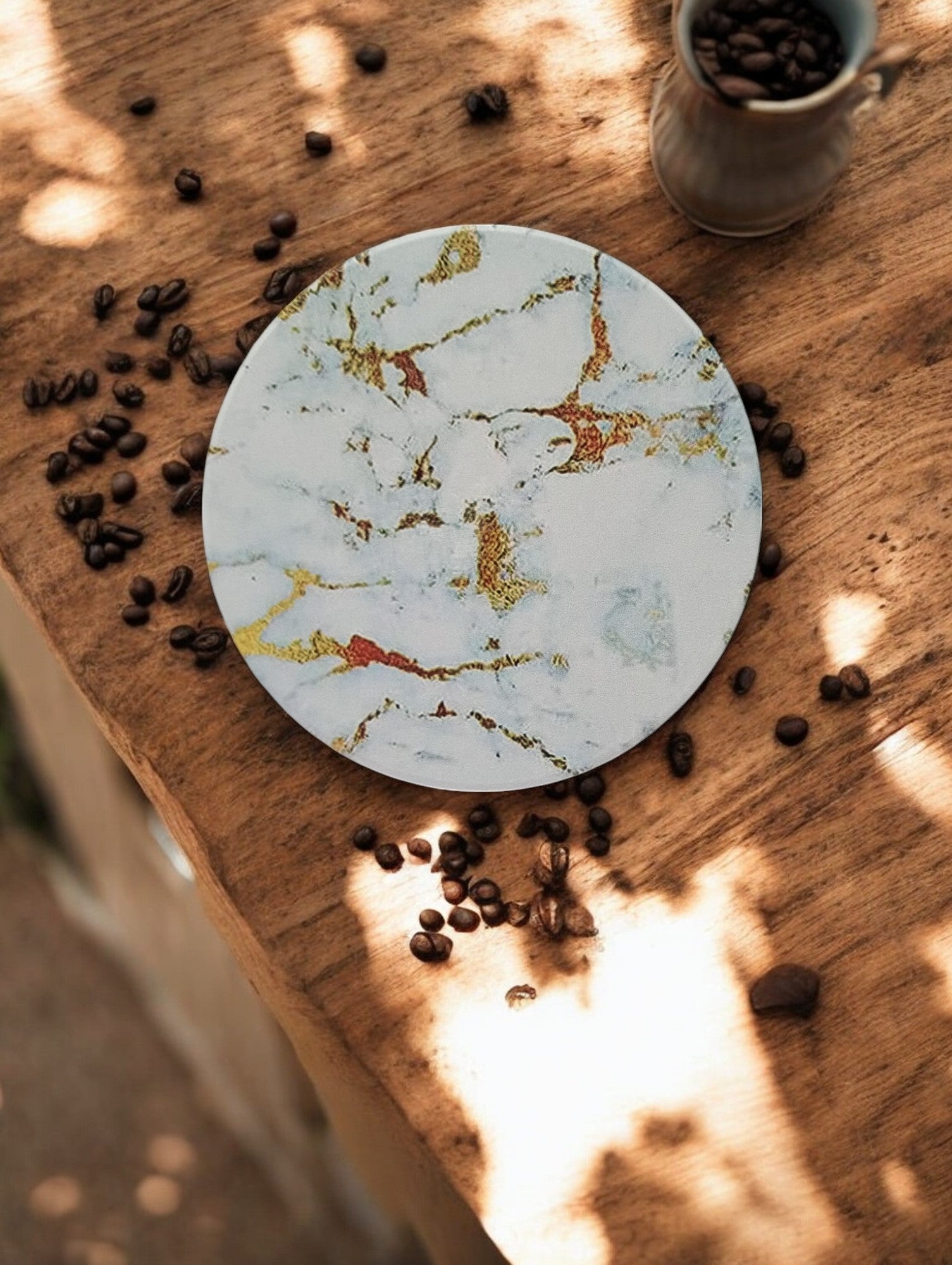 FLO's White Gold Marble Coaster