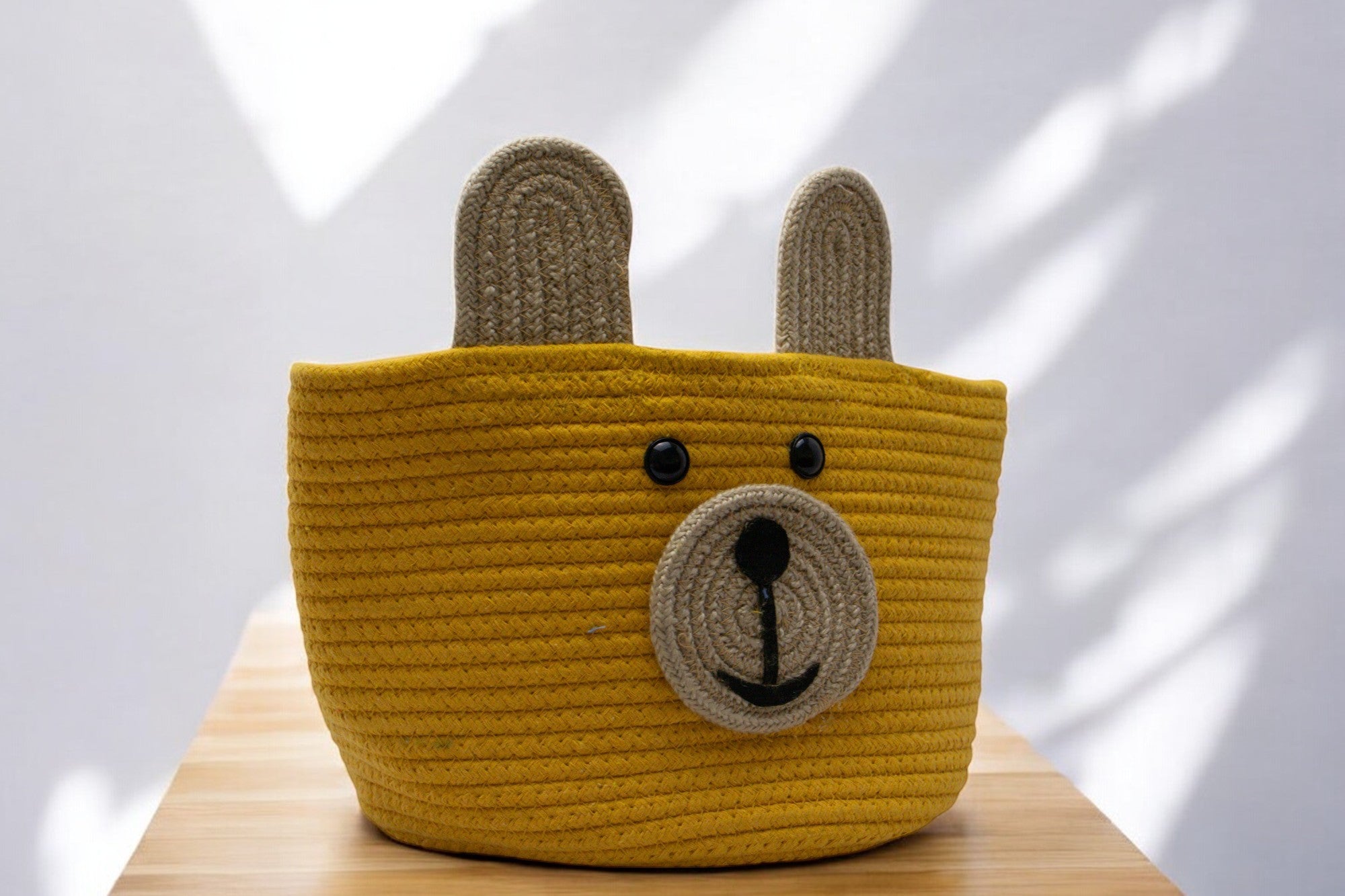 Cute Bear Face Woven Storage Basket