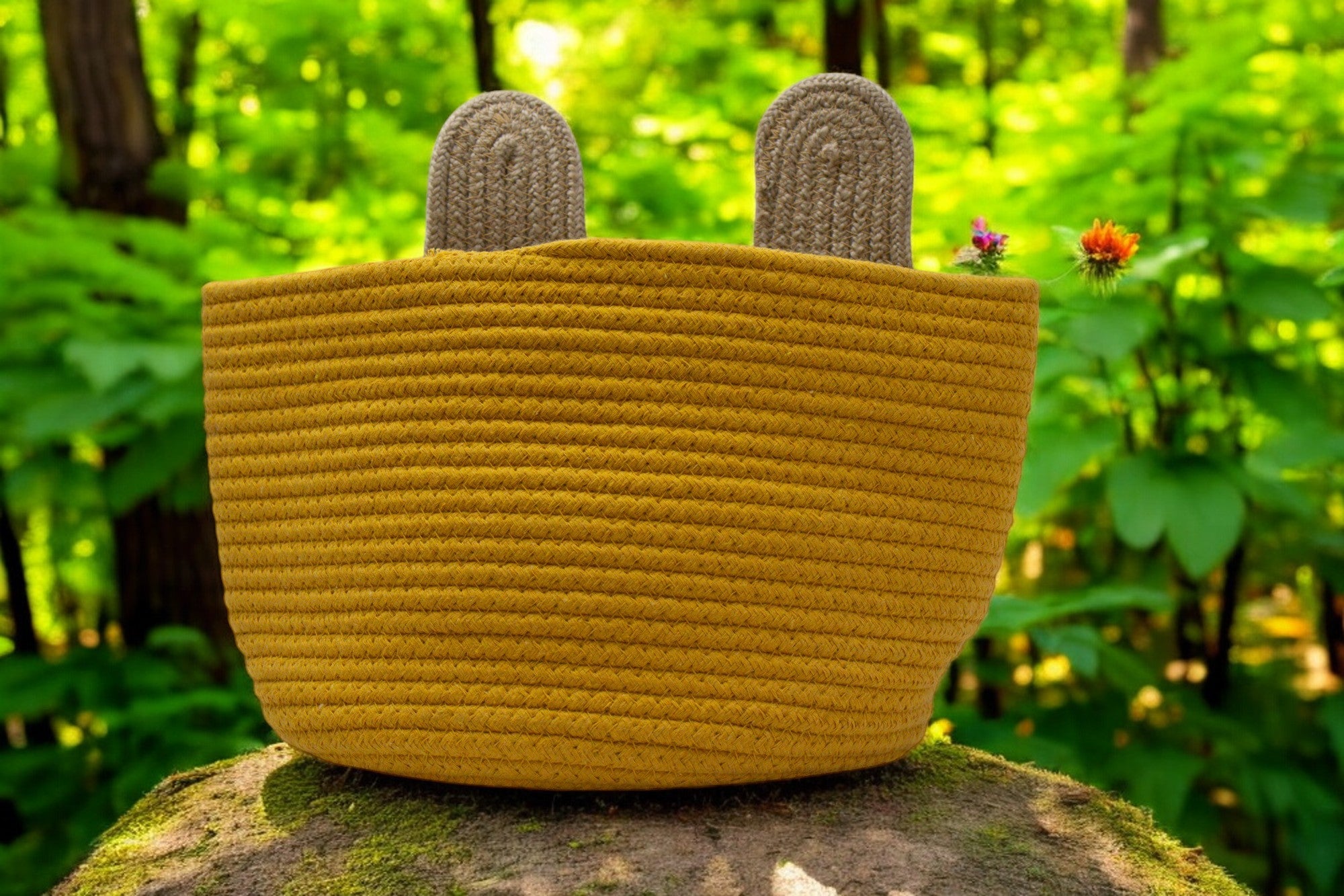 Cute Bear Face Woven Storage Basket