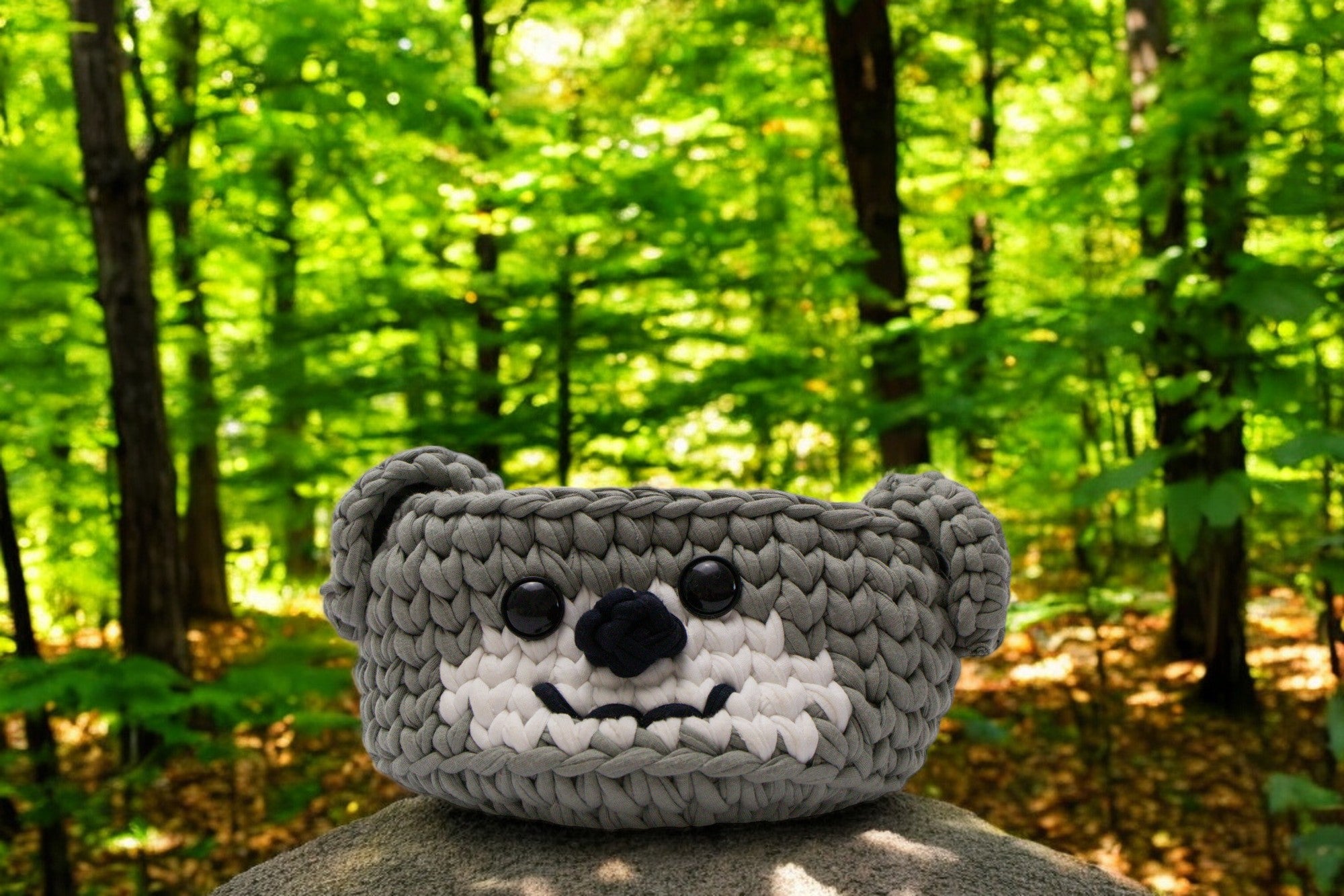 Cozy Bear Crochet Basket Set