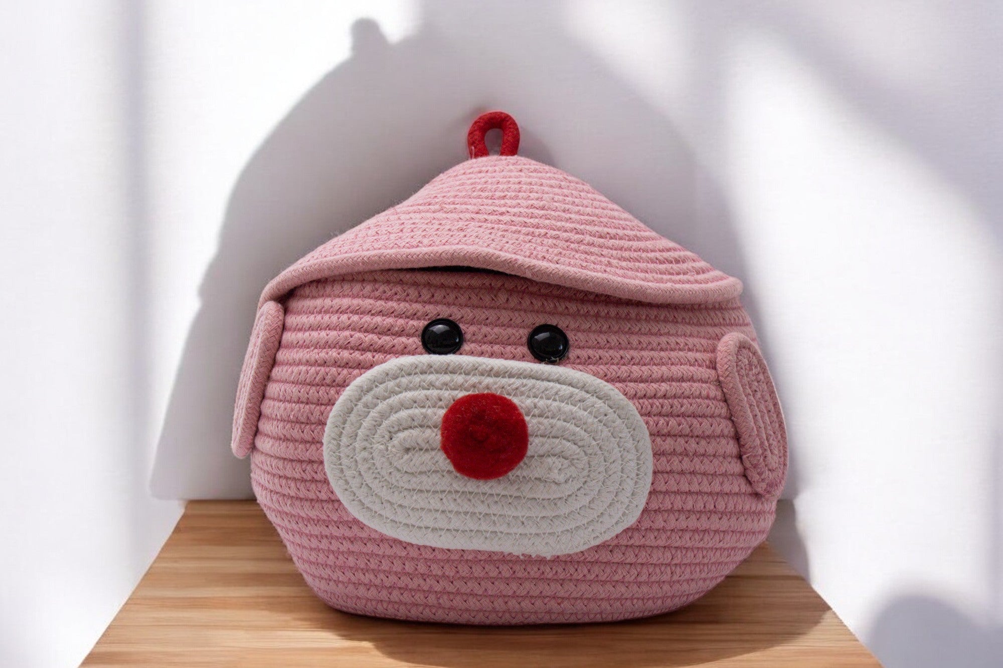Adorable Pig-Themed Woven Storage Basket