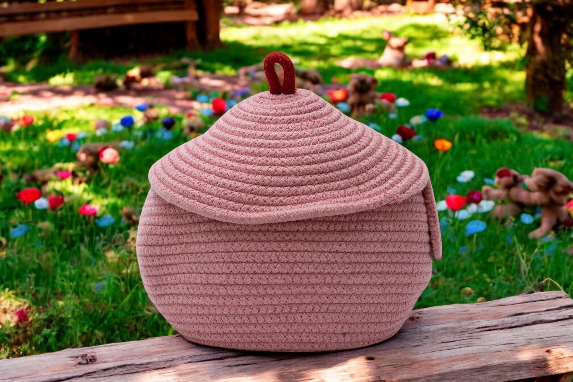 Adorable Pig-Themed Woven Storage Basket