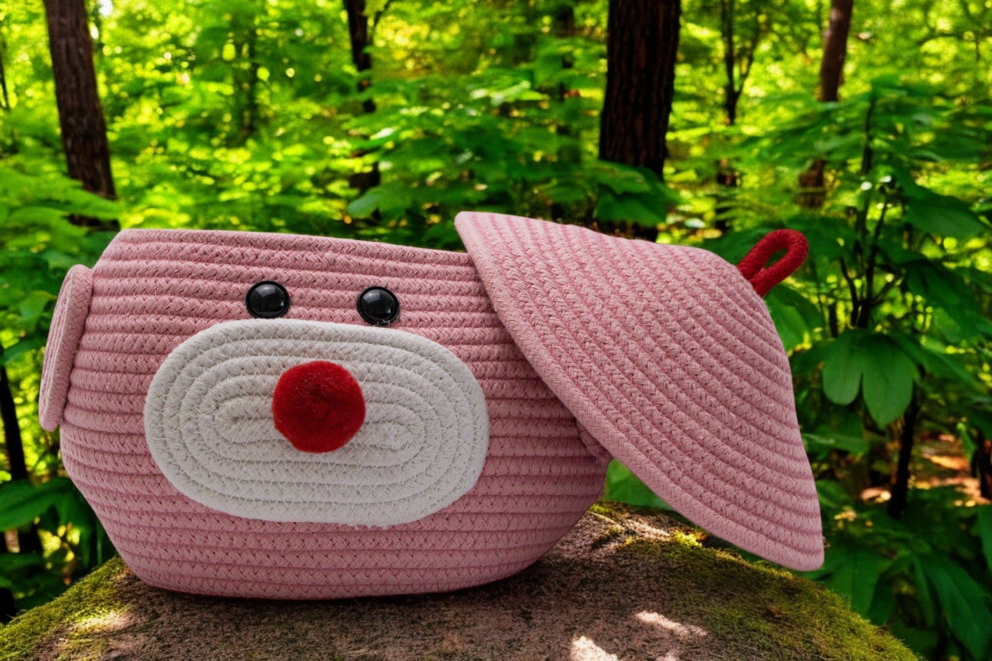 Adorable Pig-Themed Woven Storage Basket