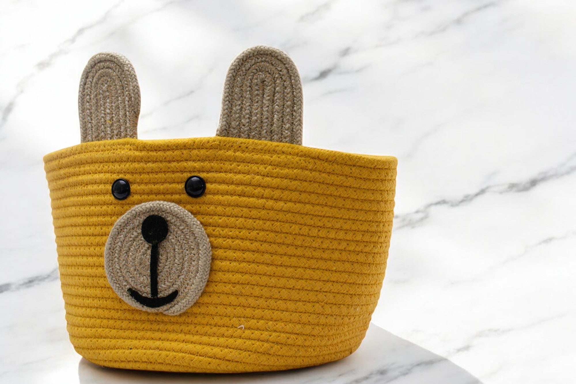 Cute Bear Face Woven Storage Basket