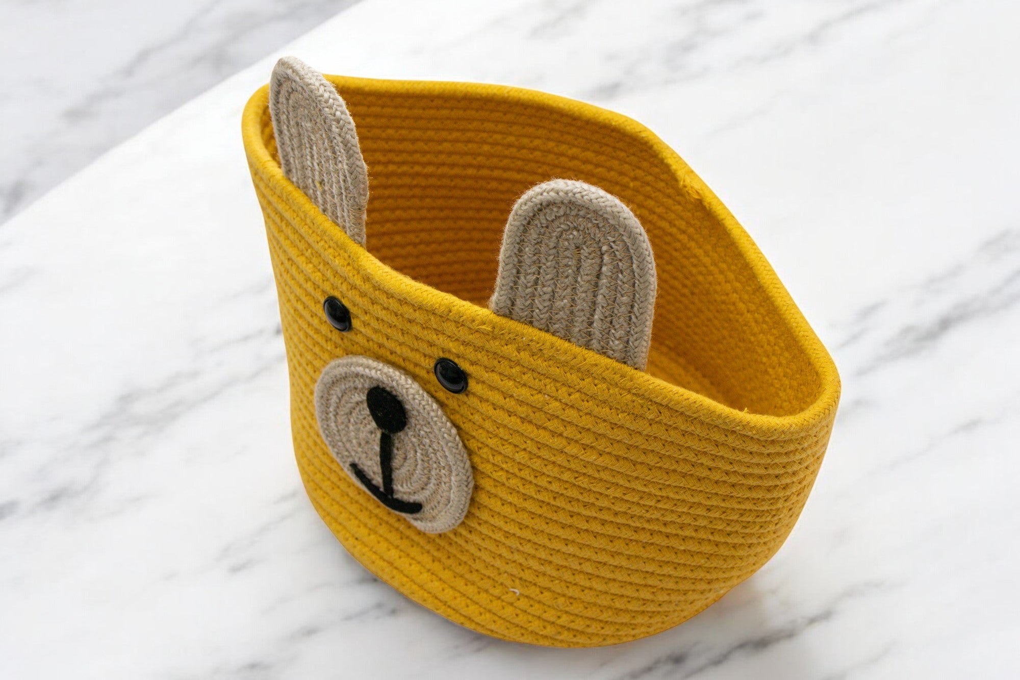 Cute Bear Face Woven Storage Basket