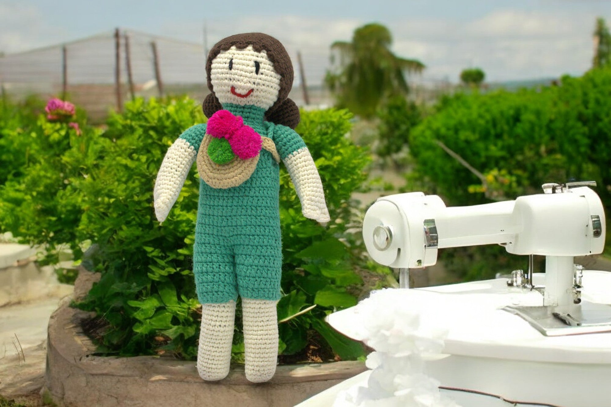 Farmhouse Charm – Girl in Overalls Crochet Toy