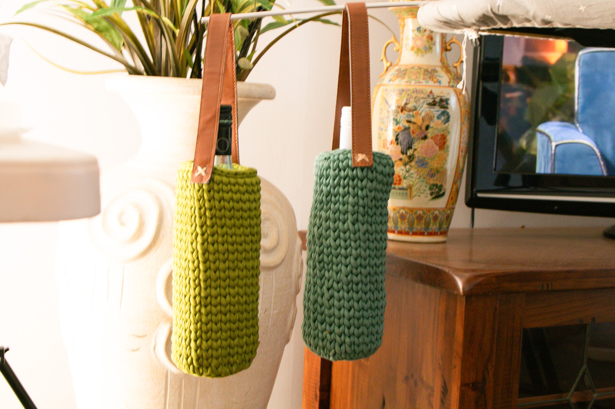 Vibrant Crochet Wine Tote