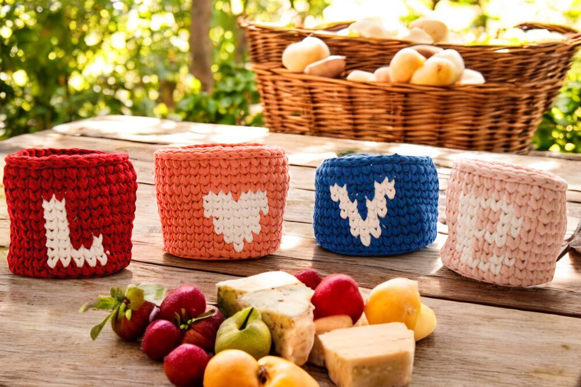 LOVE Crochet Basket Set