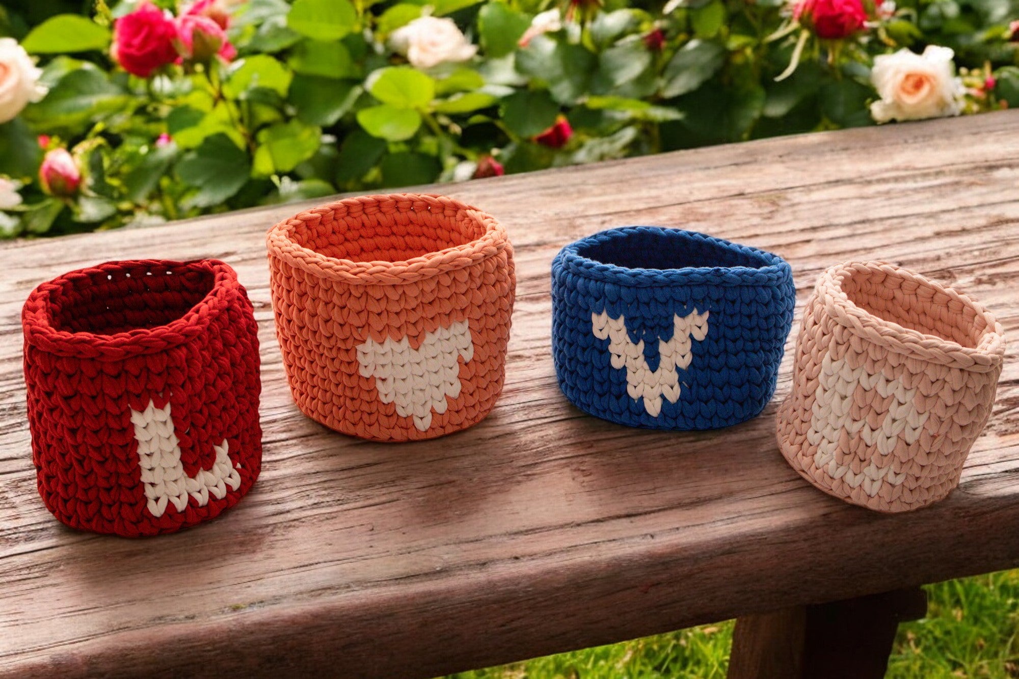 LOVE Crochet Basket Set