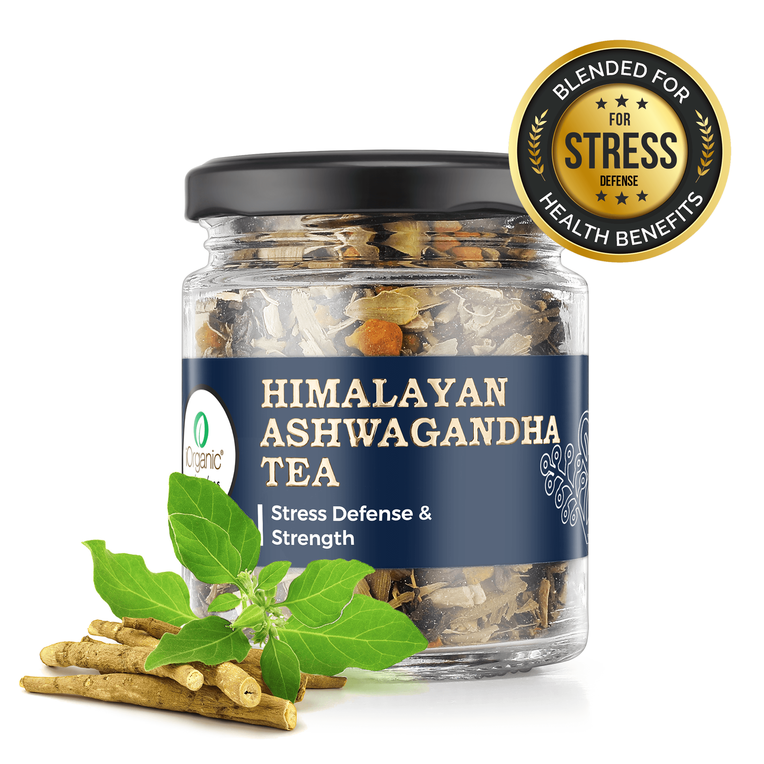 Himalayan Ashwagandha Green Tea loose leaf blend with green tea, ashwagandha, turmeric and cardamom