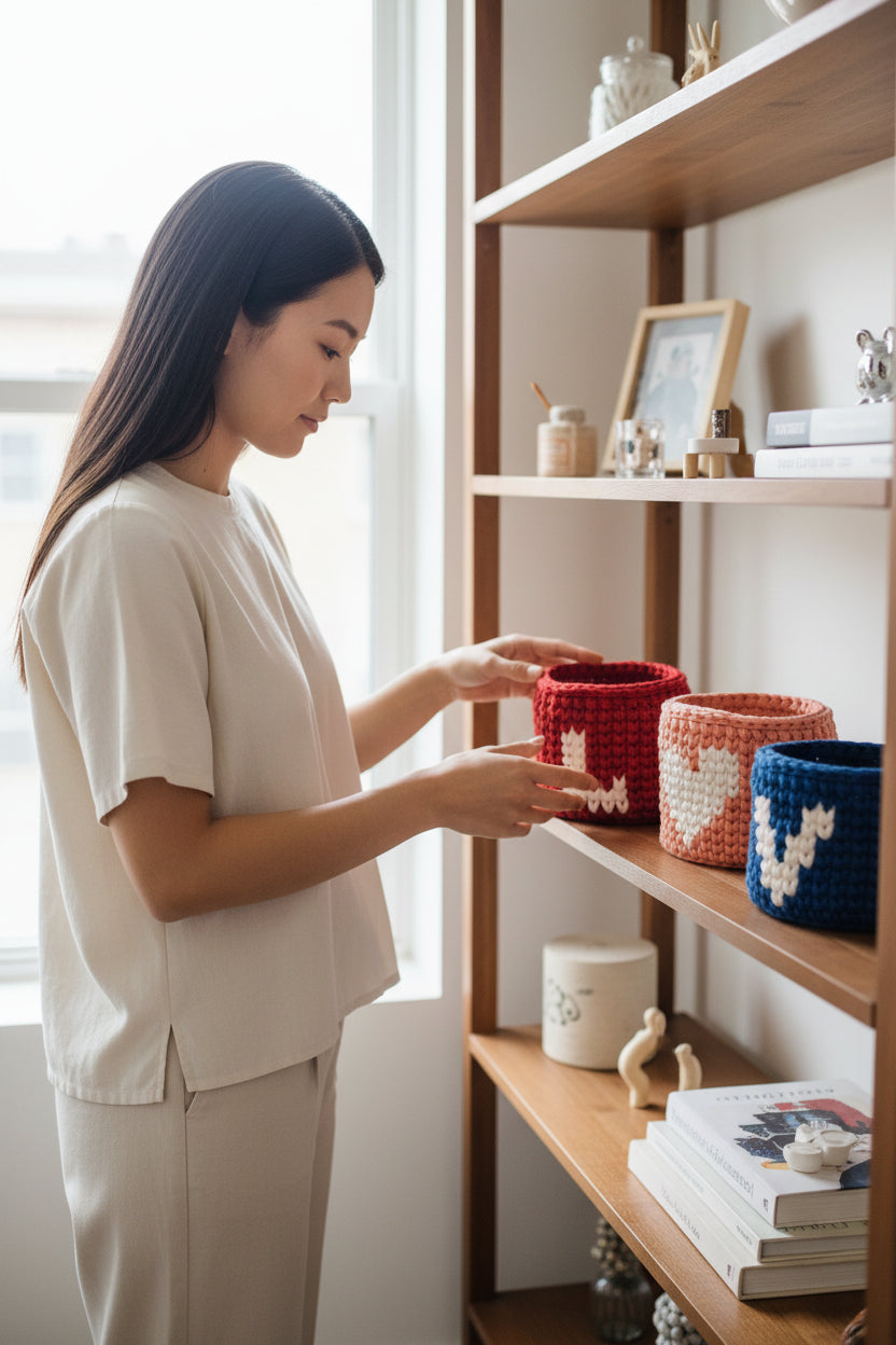 LOVE Crochet Basket Set