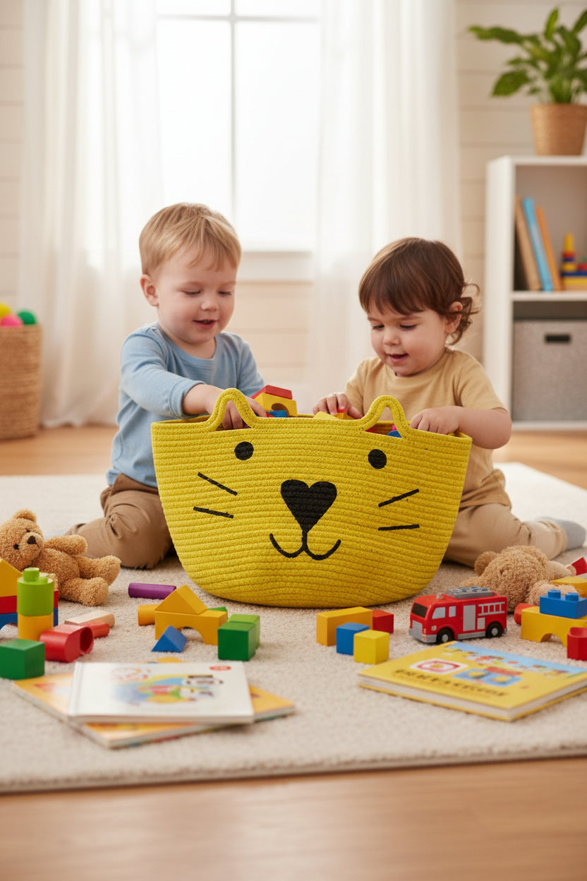 Playful Kitty Crochet Basket Set