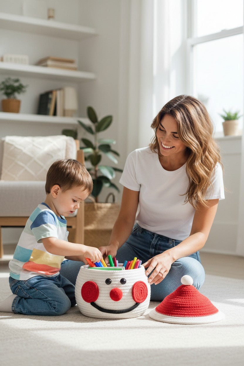 Cheerful Snowman-Themed Storage Basket