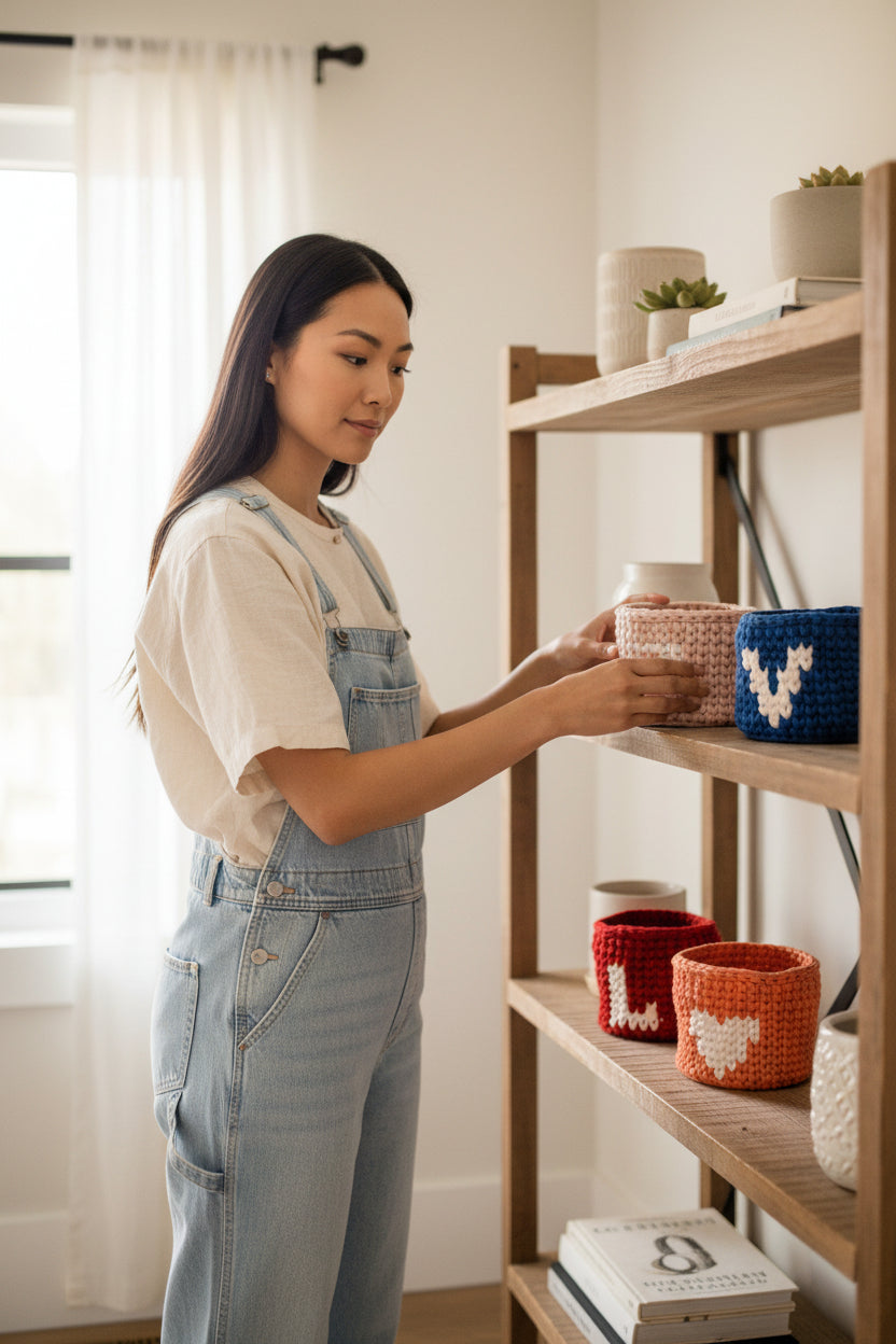 LOVE Crochet Basket Set