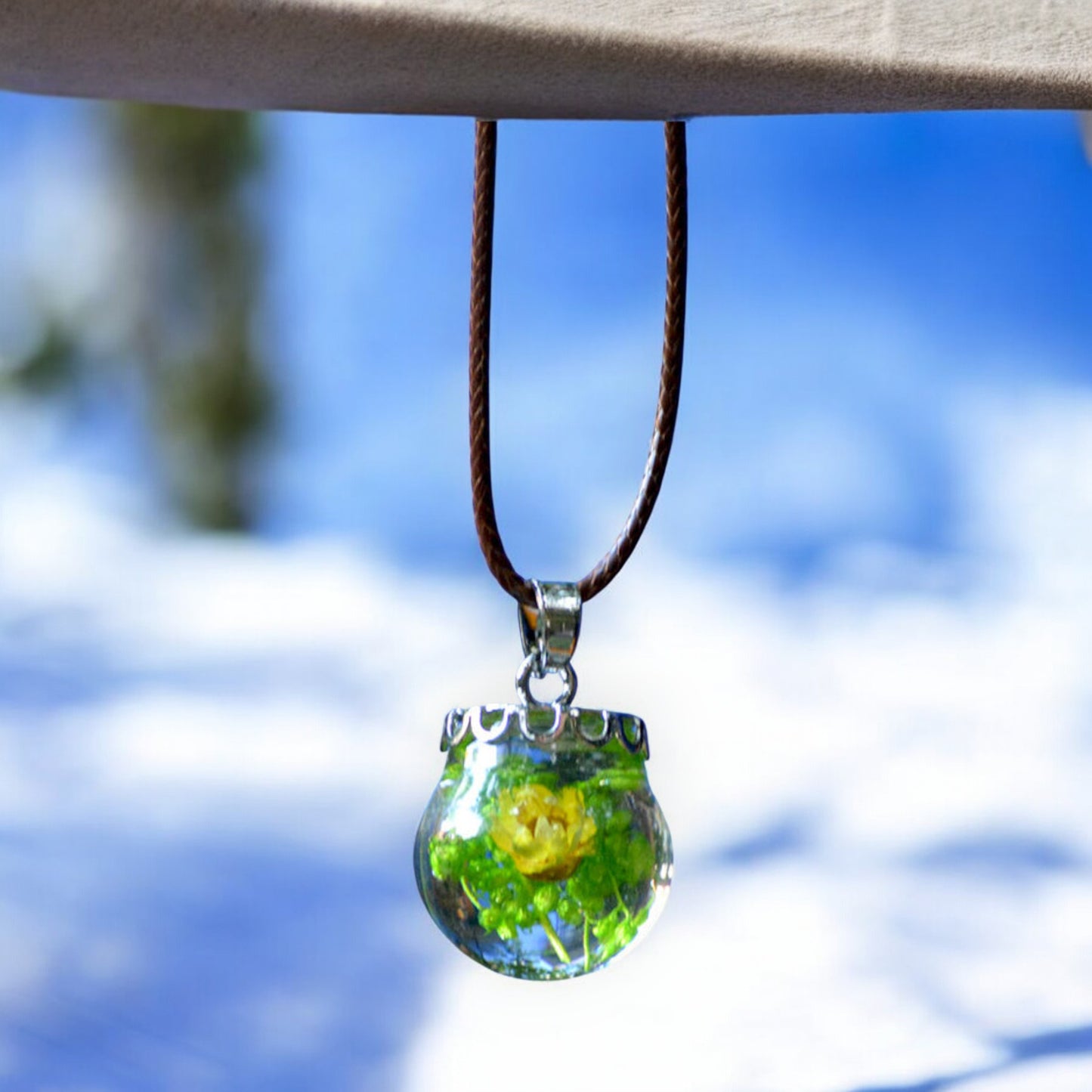FLO's Vivid Pansy Real Dried Flower Necklace
