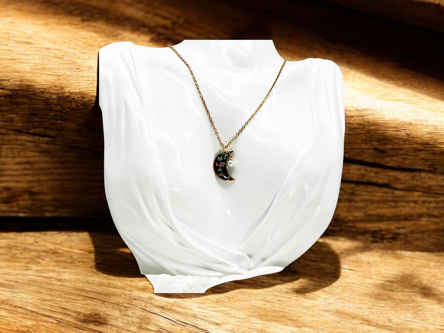 FLO's Midnight Bloom Crescent Pendant