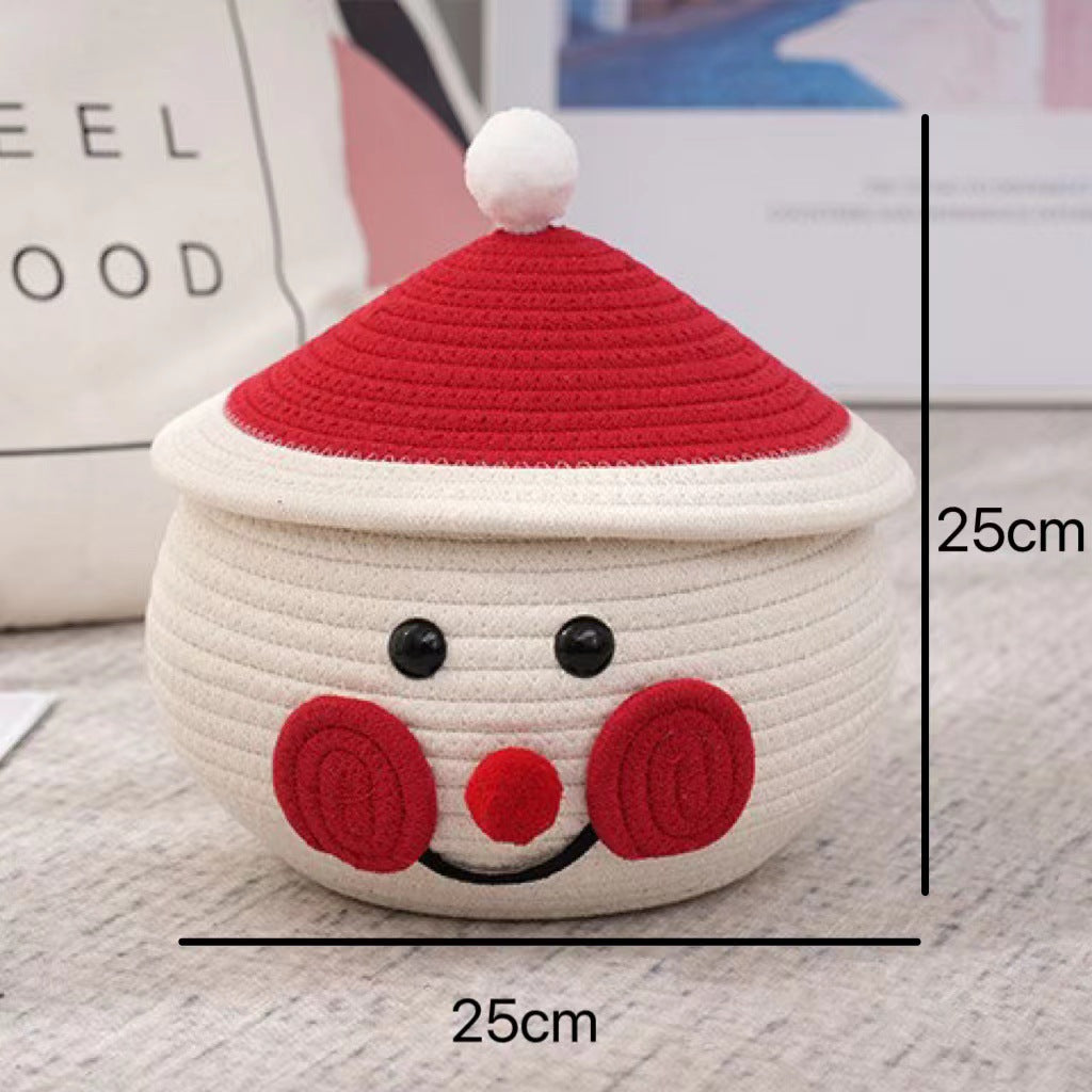 Cheerful Snowman-Themed Storage Basket