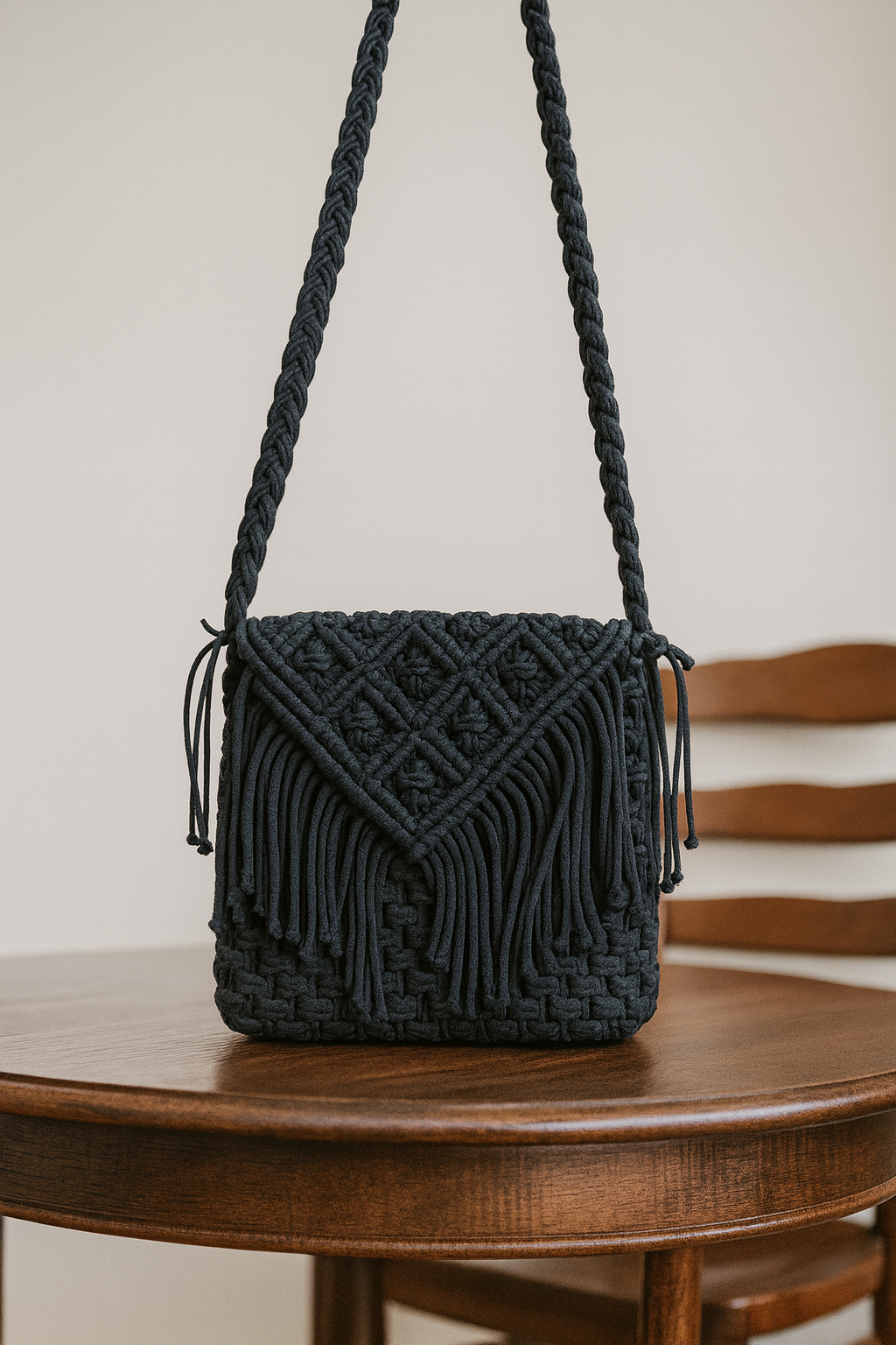 FLO's Boho Fringe Crochet Shoulder Bag