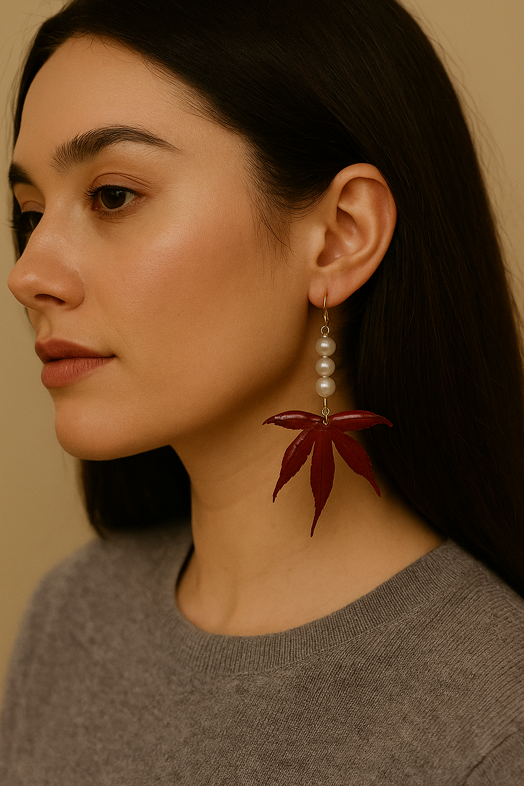 FLO's Crimson Maple Charm Earrings