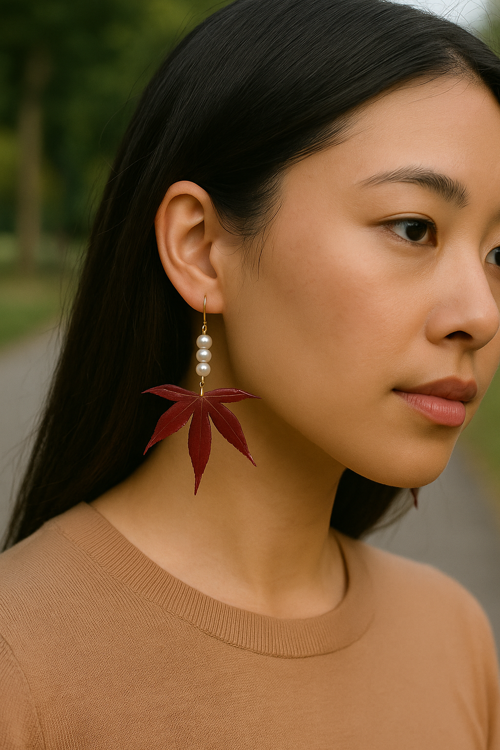 FLO's Crimson Maple Charm Earrings