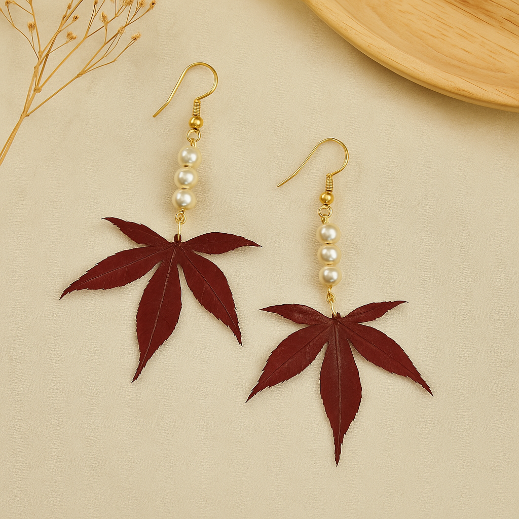 FLO's Crimson Maple Charm Earrings