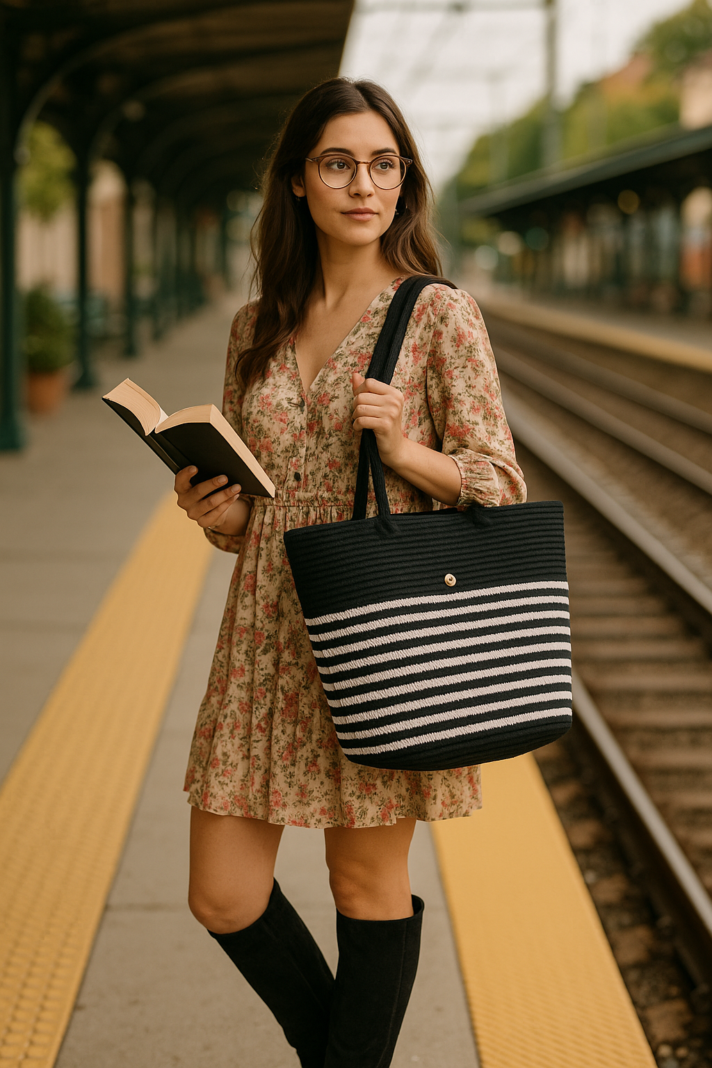 FLO's Marina Stripe Crochet Tote
