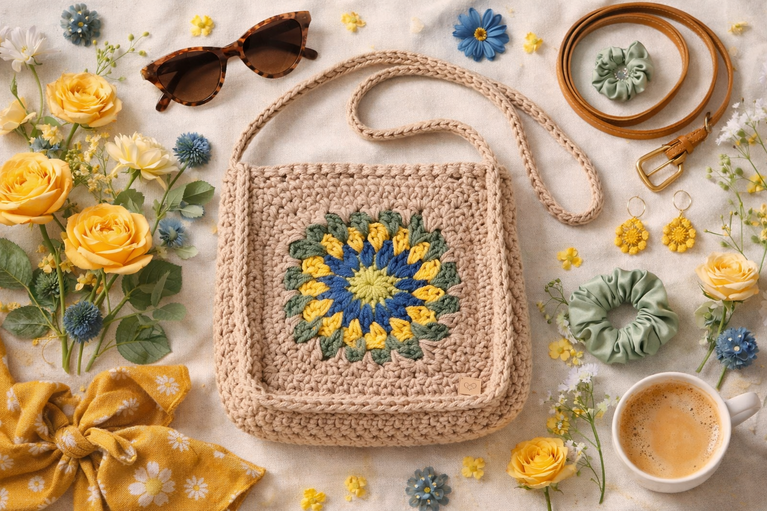 Cotton Sunflower Sling Bag