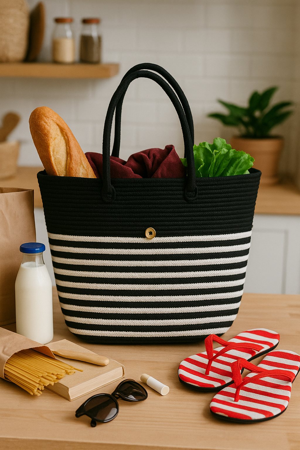 FLO's Marina Stripe Crochet Tote