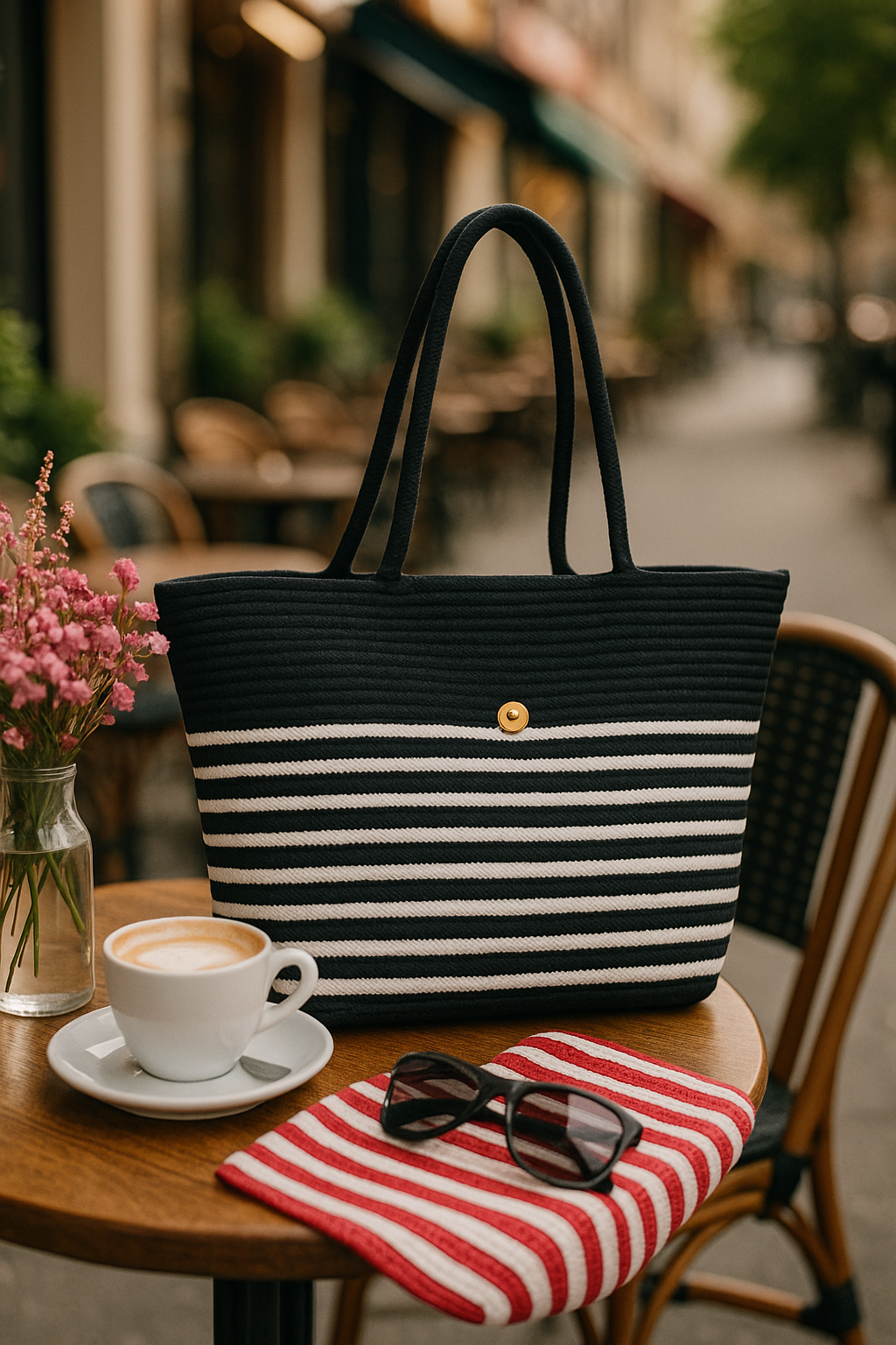 FLO's Marina Stripe Crochet Tote