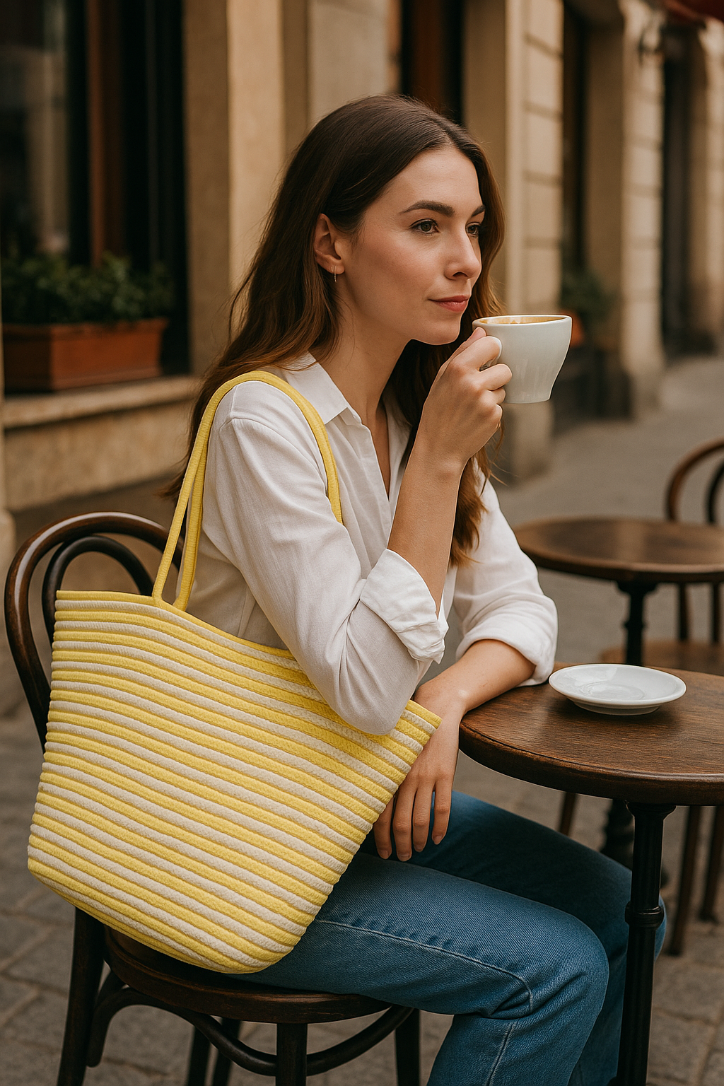 FLO's Marina Stripe Crochet Tote