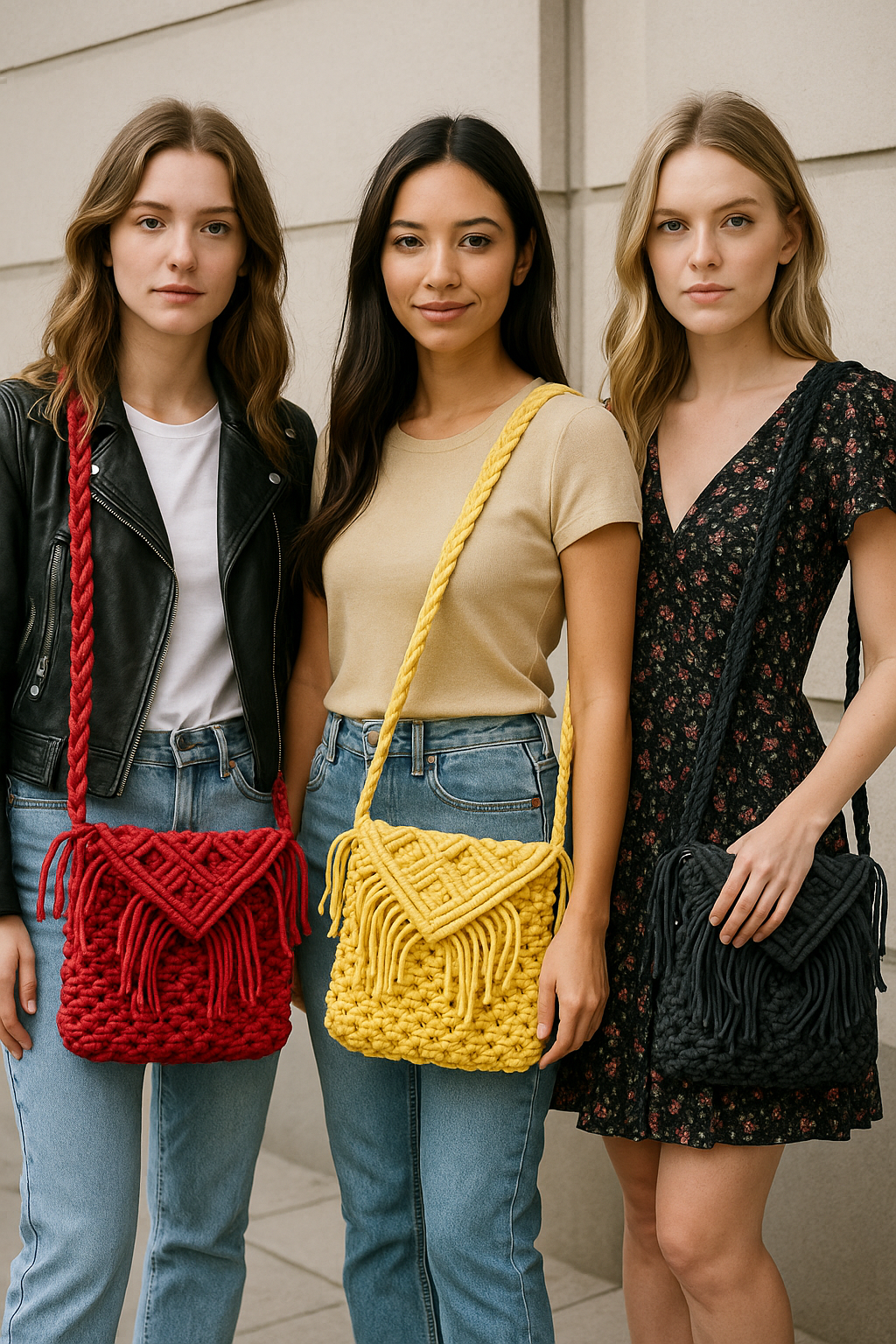 FLO's Boho Fringe Crochet Shoulder Bag