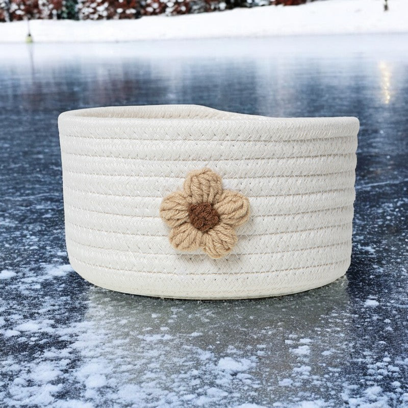 Floral Accent Crochet Baskets