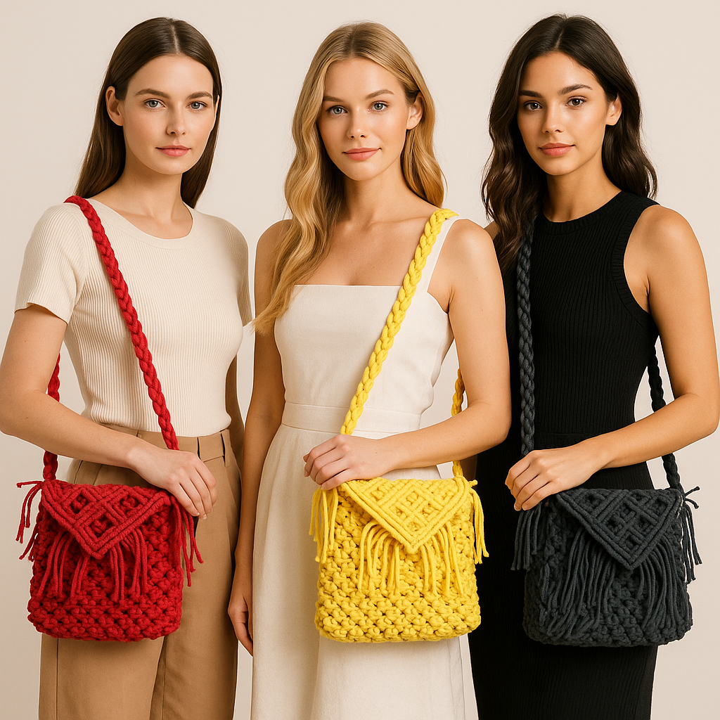 FLO's Boho Fringe Crochet Shoulder Bag